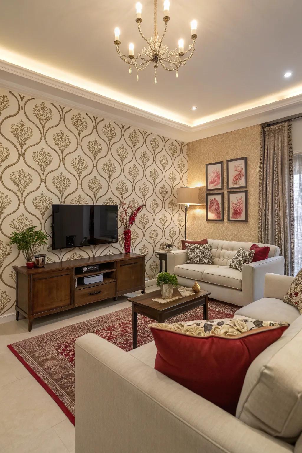 A striking focal point becomes the highlight of a stylish living space.