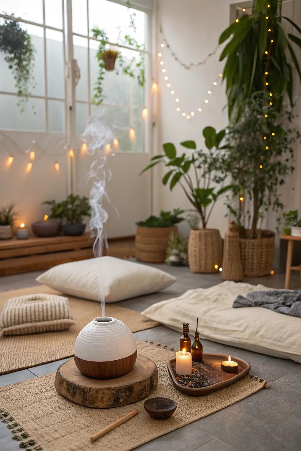 Aromatic scents can enhance the ambiance of your meditation space.
