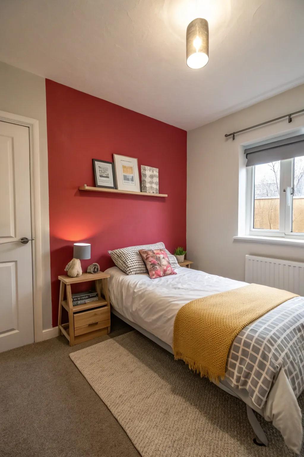An accent wall forms a visual highlight.