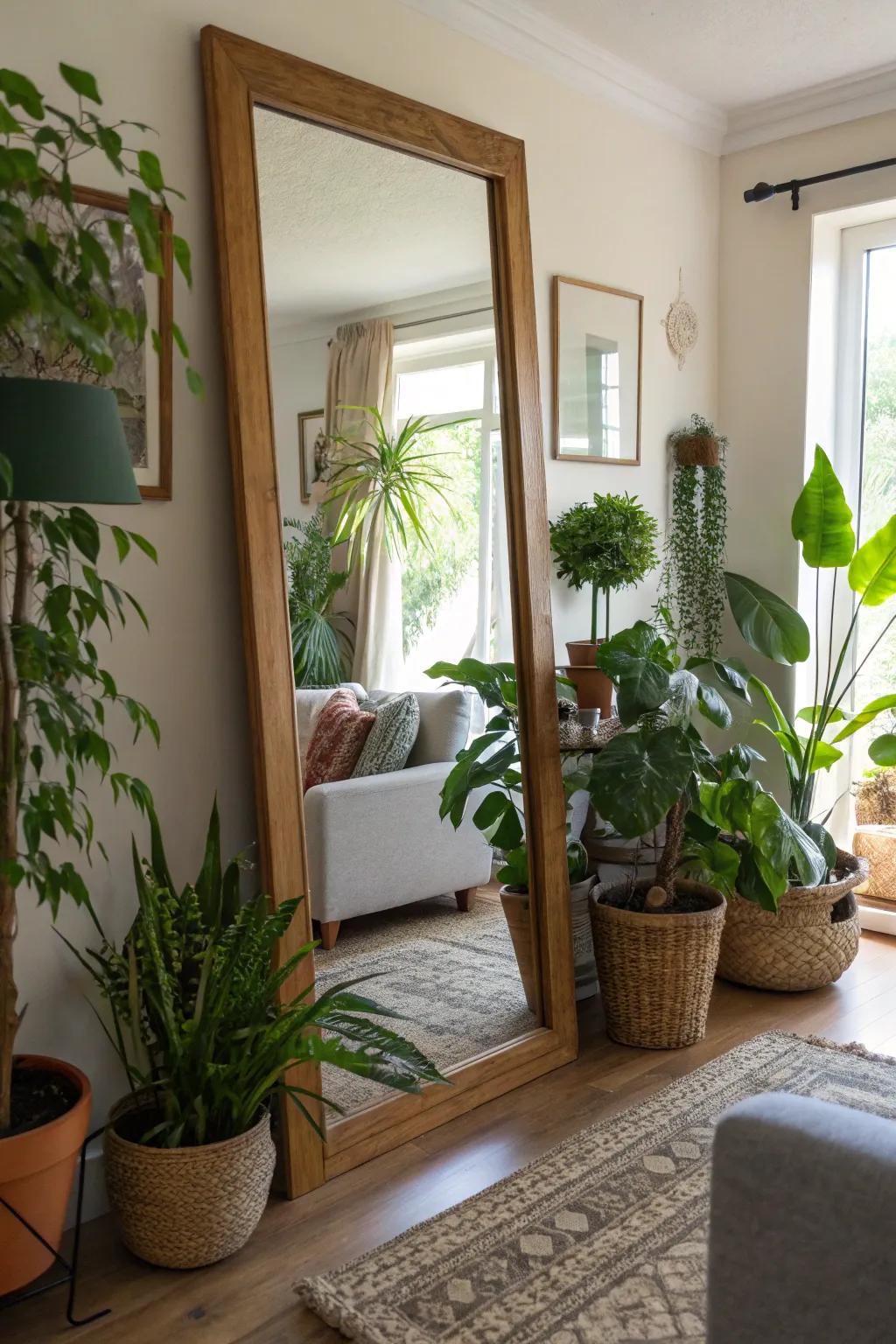 Outdoor-inspired mirrors invite the allure of nature indoors.
