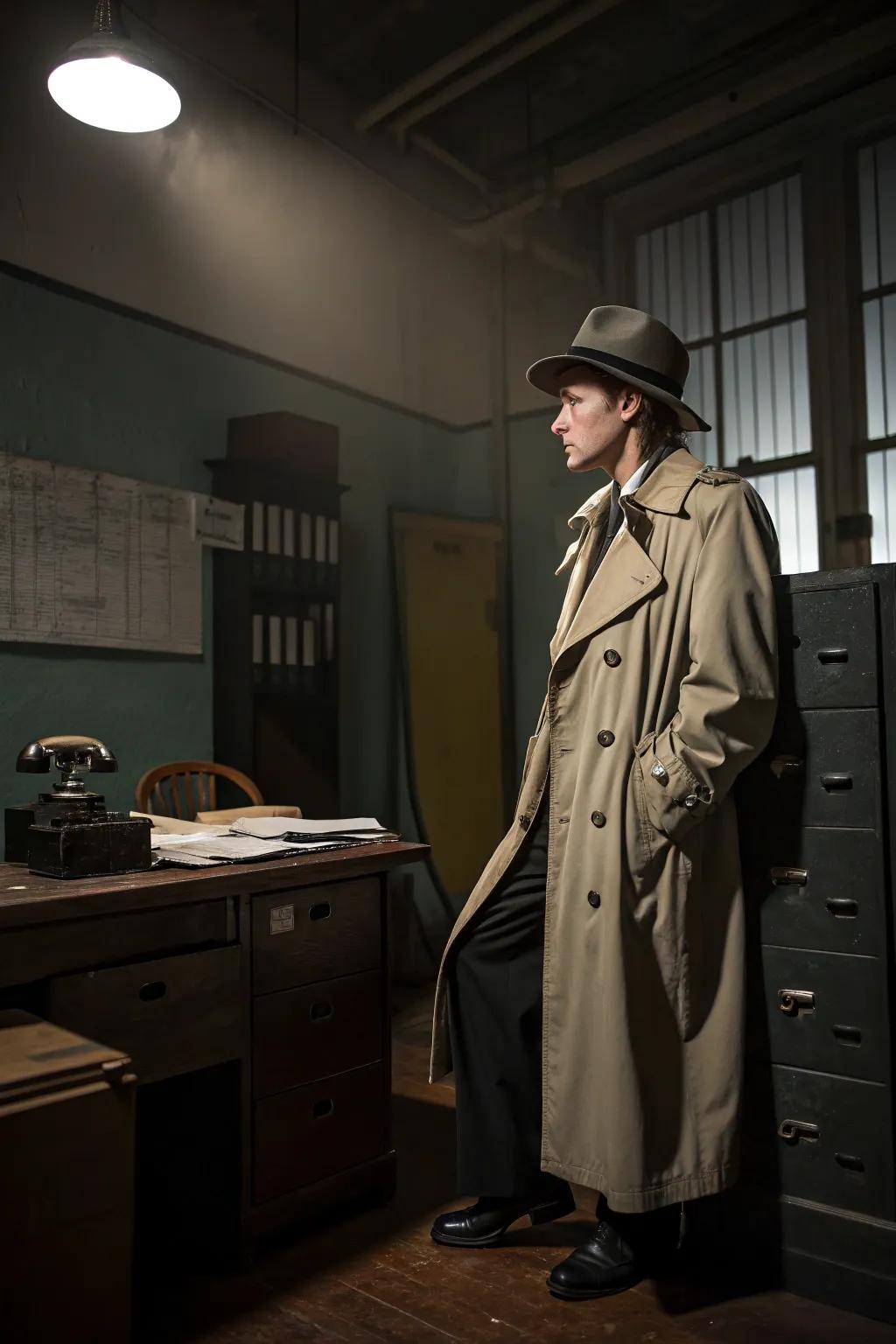 A classic detective appearance inspired by film .