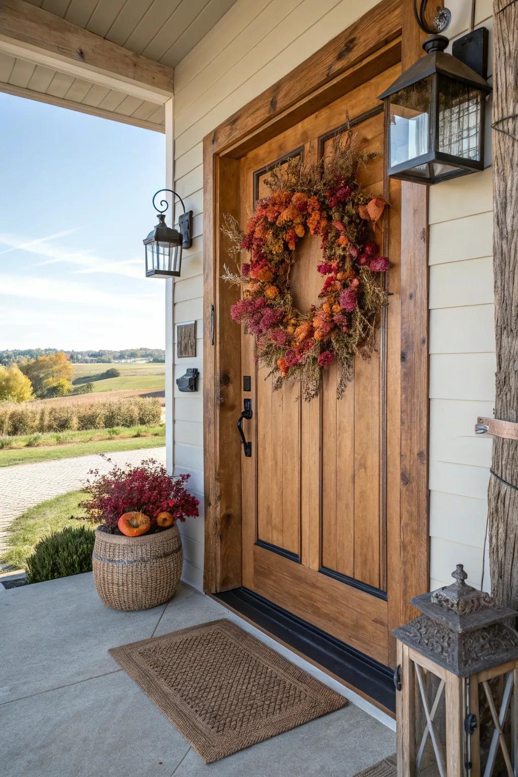 Holiday garlands offer a warm welcome to visitors.