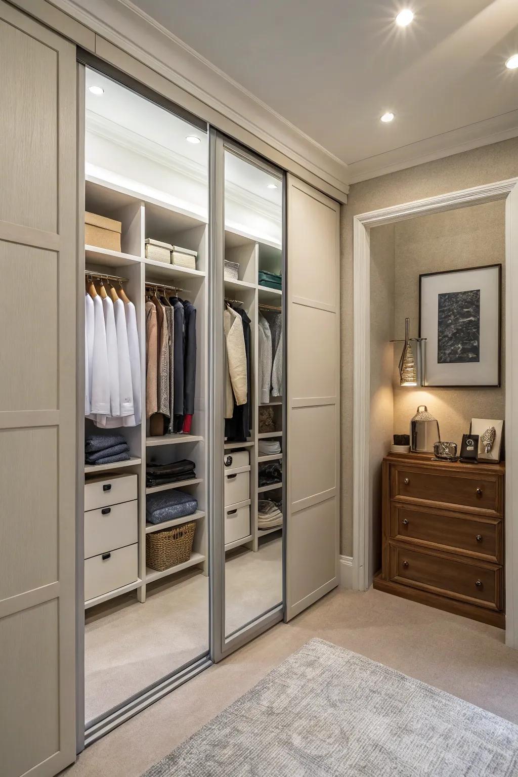 Sliding doors offer a modern, space-saving solution.