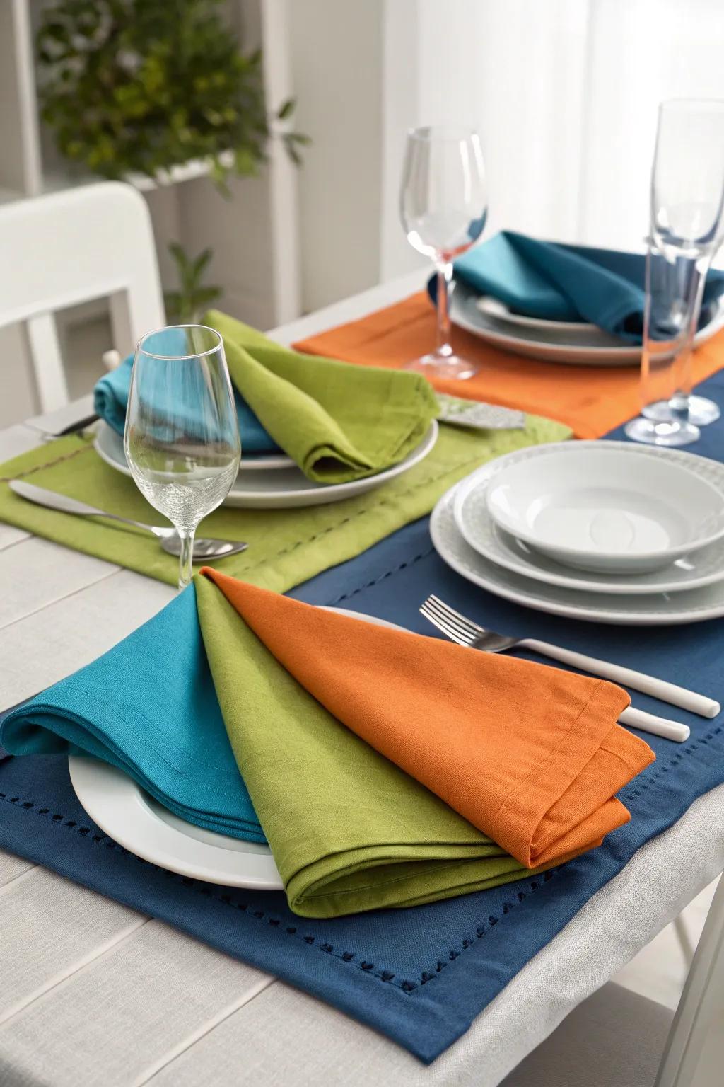 An exciting twist of bright colors to add to the dining setting.
