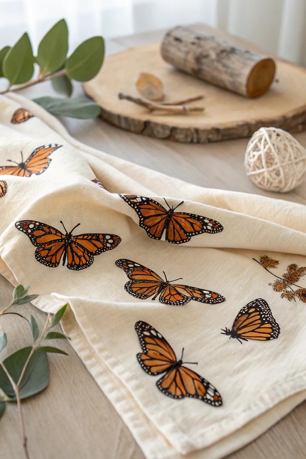 Nature's elegance seized in handcrafted butterfly print material, ideal for incorporating a hint of whimsy to your vicinity.