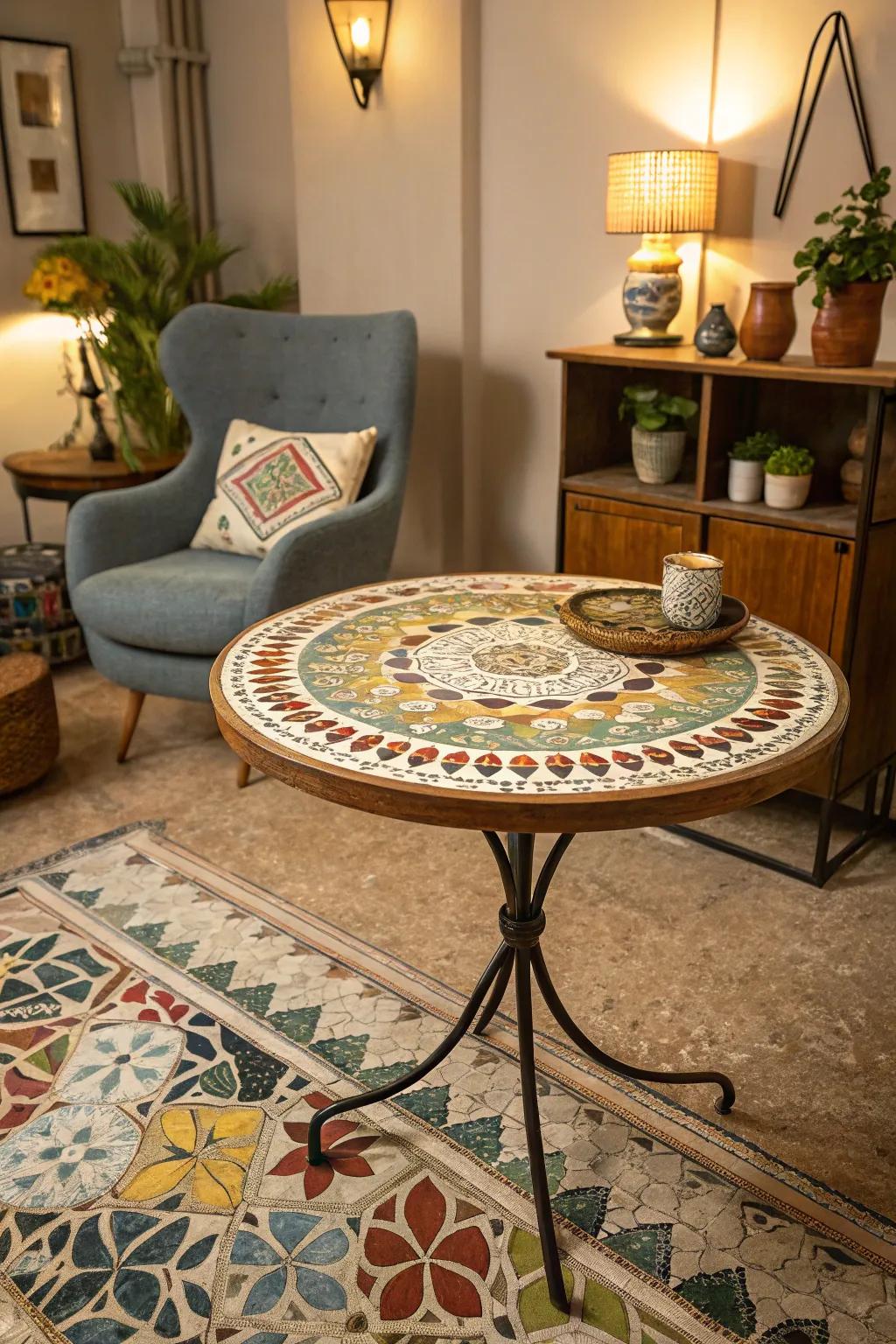 Classic tiles bring ageless charm to mosaic table designs.
