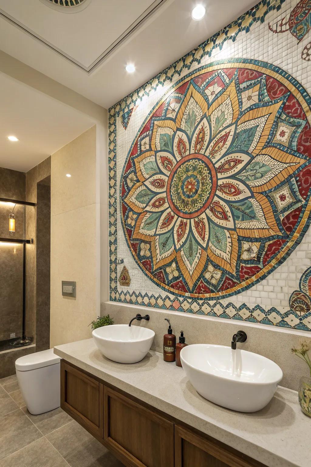 Revamp your bathroom using mosaic art that captivates.