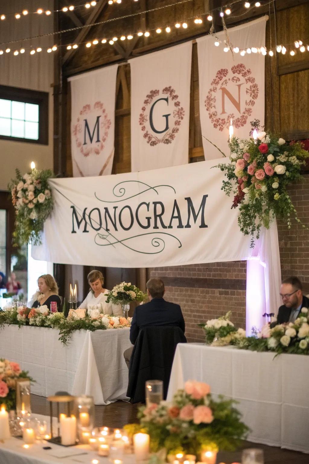 Custom monograms add a personal and cohesive touch to the design.