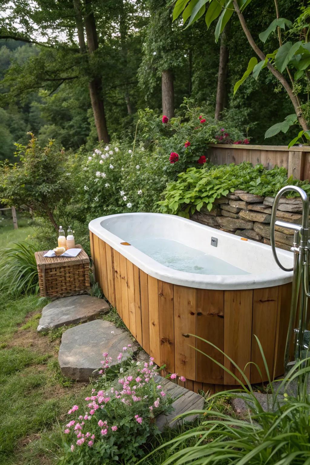 Immerse yourself in cedar comfort, enhanced by a natural timber setup.