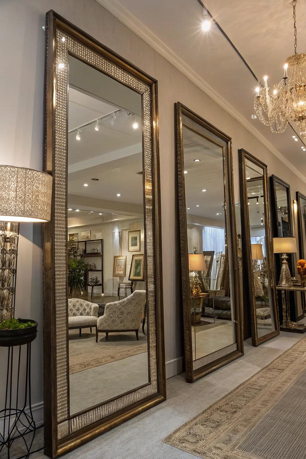 Mirrors create an illusion of extra area and light.