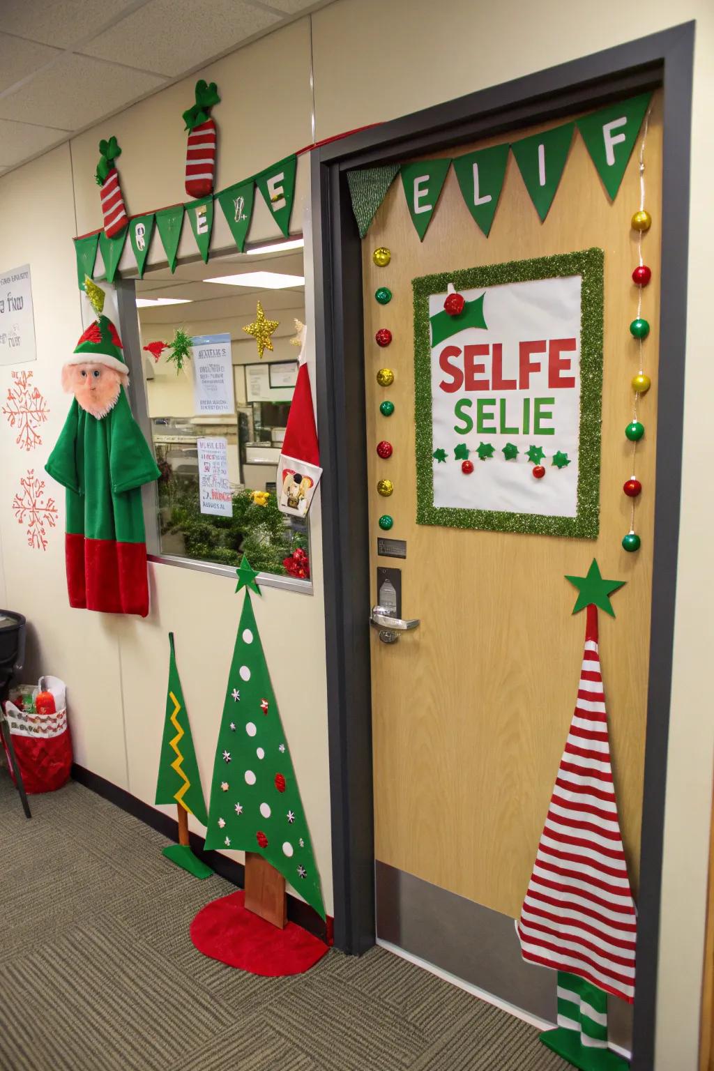 Create a fun Elfie Selfie station for holiday photos.