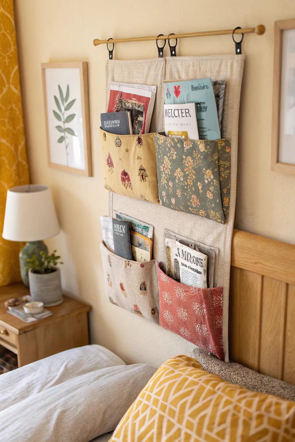 Organize small must-haves with pockets that mount to the wall.