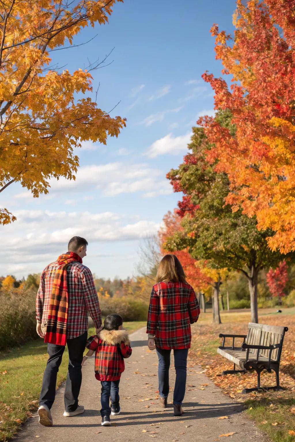 Check adds a classic and cozy feel to fall family photos.
