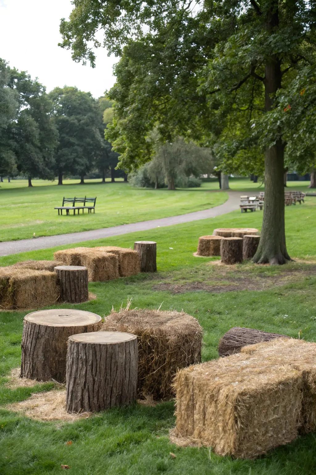 Creative seating arrangements add charm and character to park events.