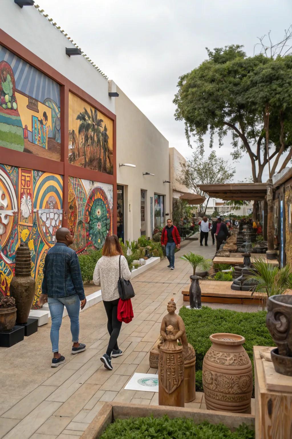 Local art displays for cultural richness and community connection.