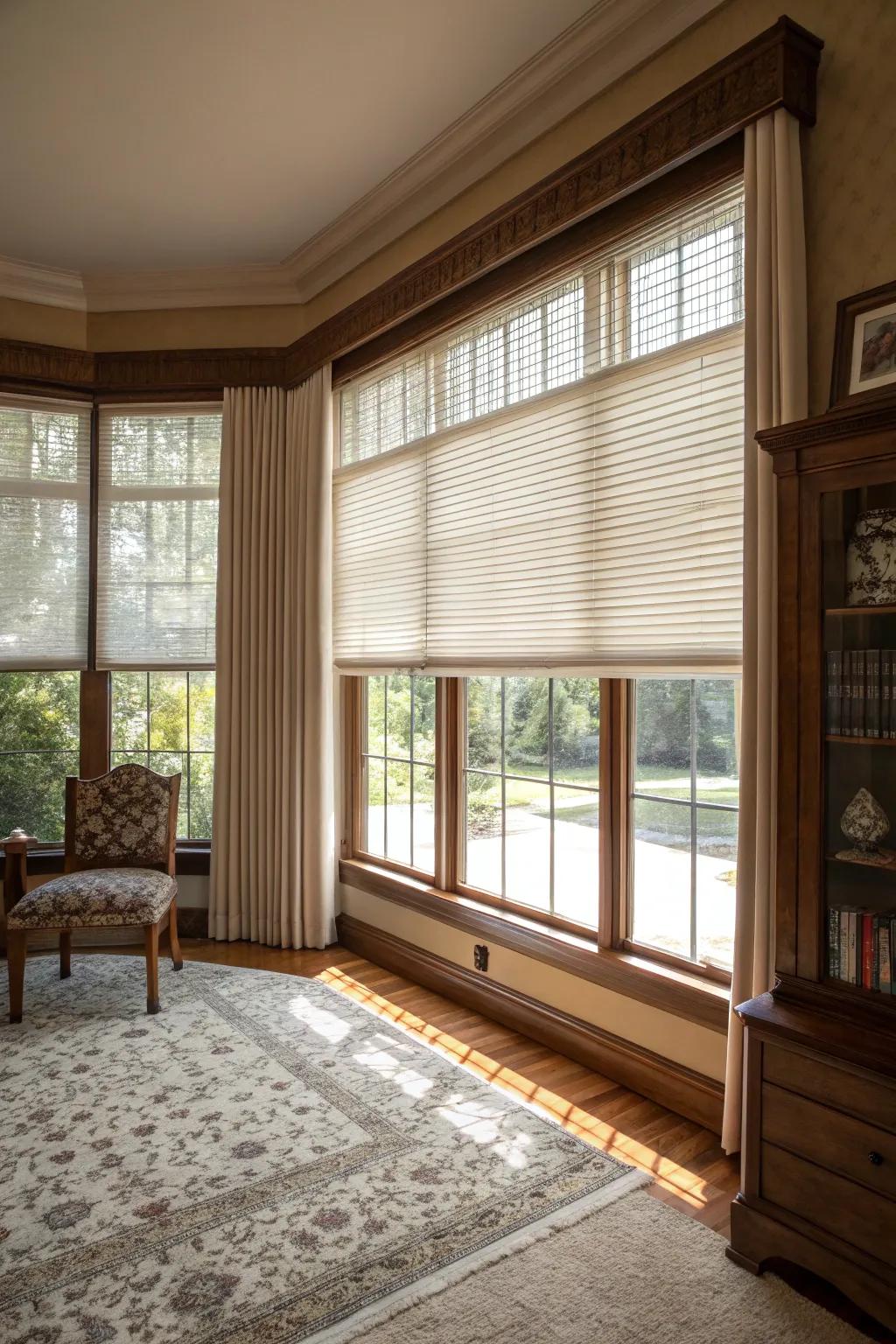 Classic home with vertical blinds offering excellent light control on a large picture window.