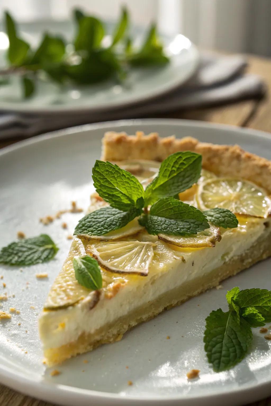 A pie slice with a revitalizing herbal accent.