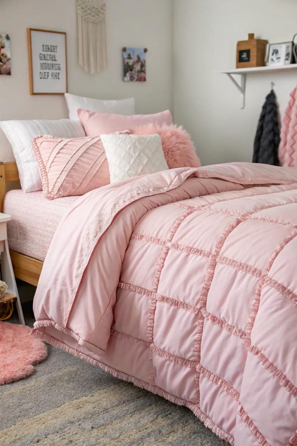 Layered bedding provides both comfort and style.