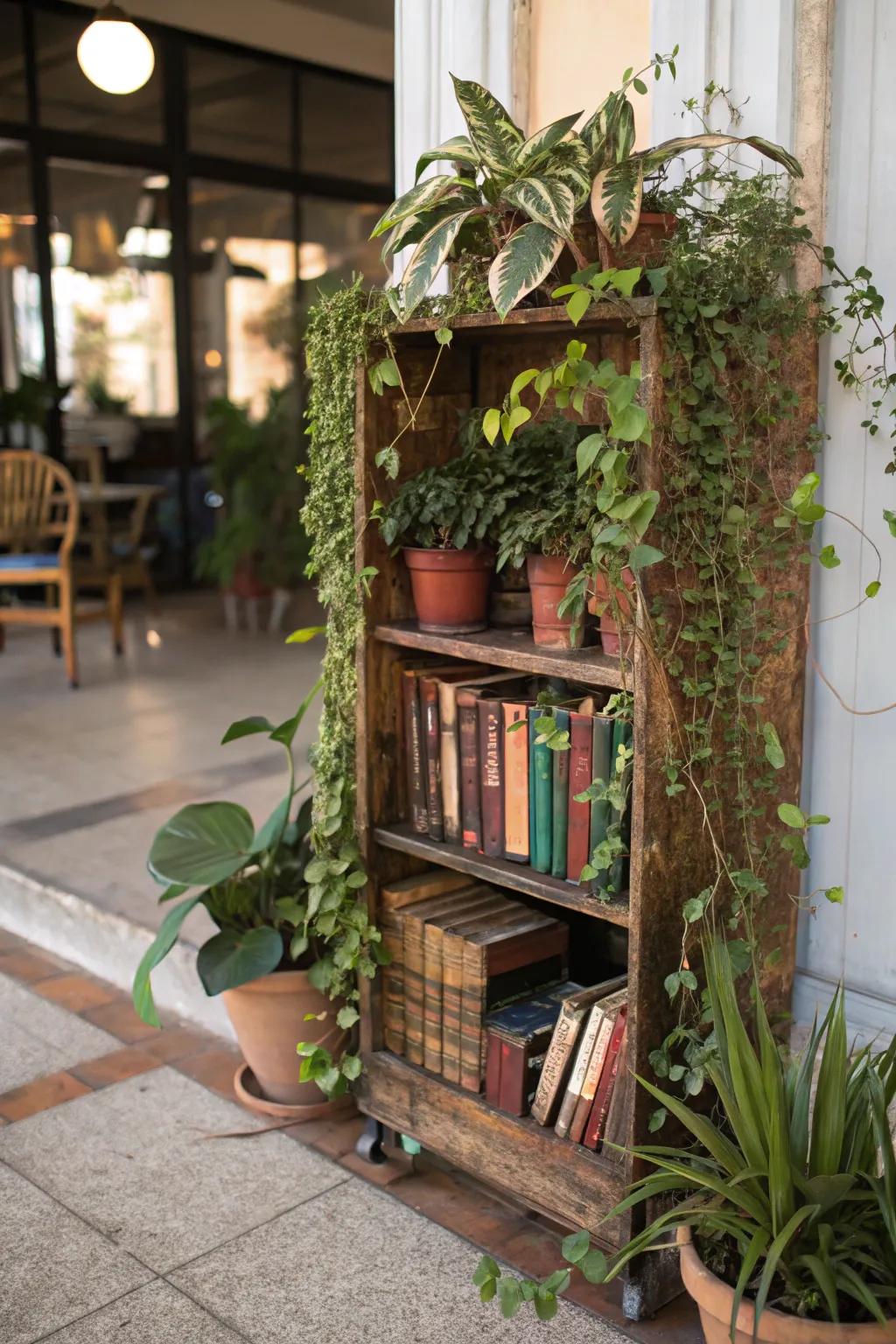 Transform an old bookcase into a plant haven.