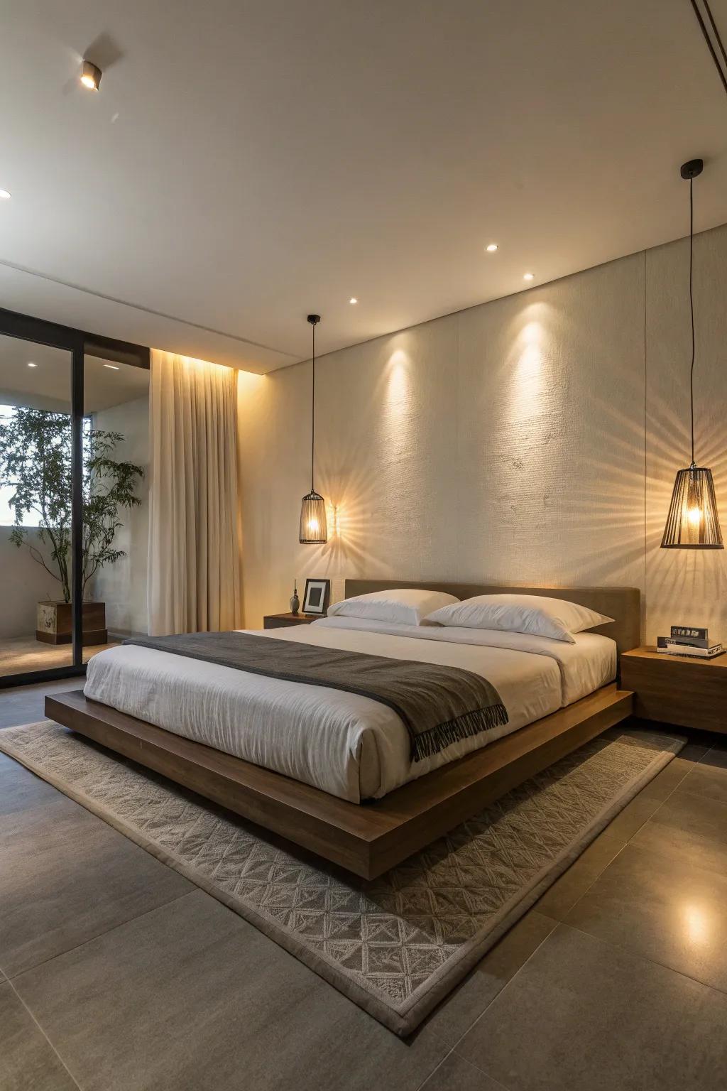 Suspended sleepers create a light and magical ambiance.