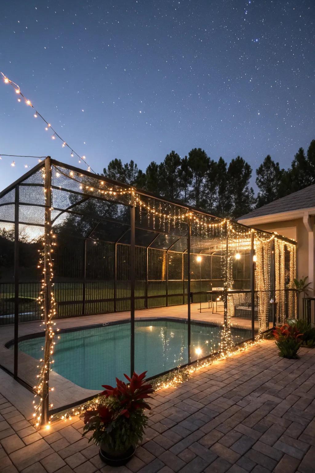 Year-round, permanent holiday lights add to the festive mood.