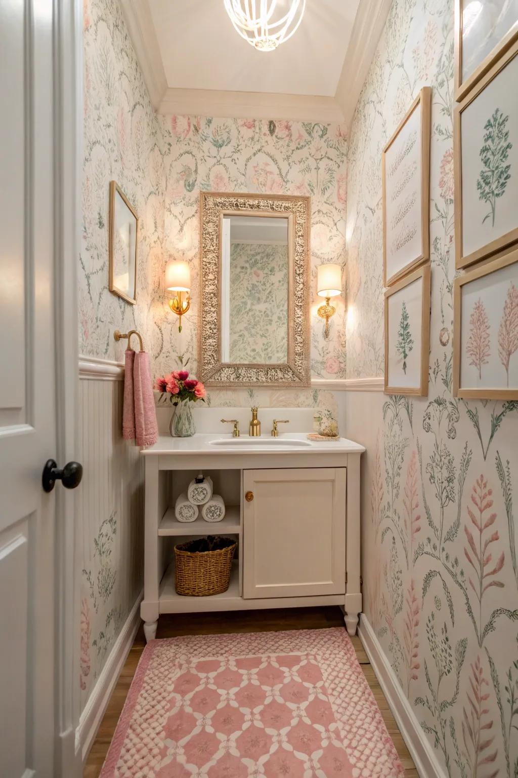 Unique Sketch Art add a whimsical and personal touch to your guest bathroom.