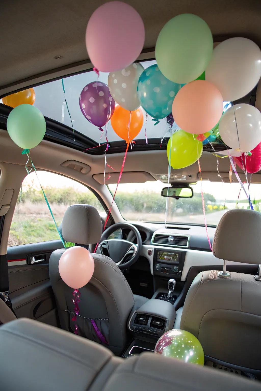 Helium balloons add an element of surprise and fun.