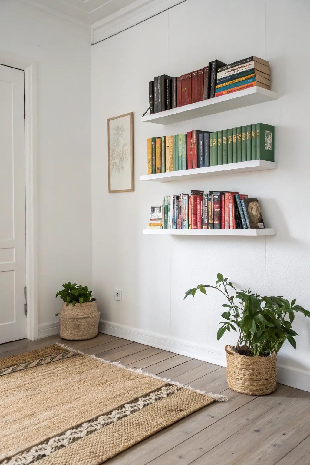 Design magic in your area with hanging bookshelves that make your treasured books float effortlessly.