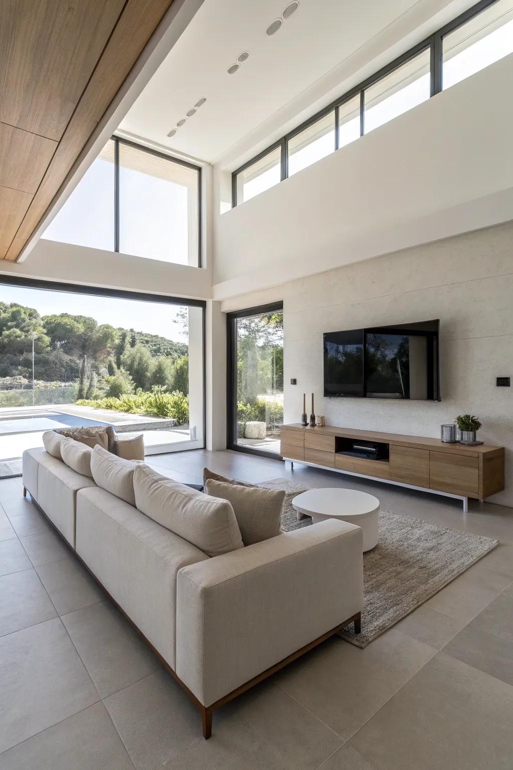 Elevated furniture creates an open, airy ambiance.