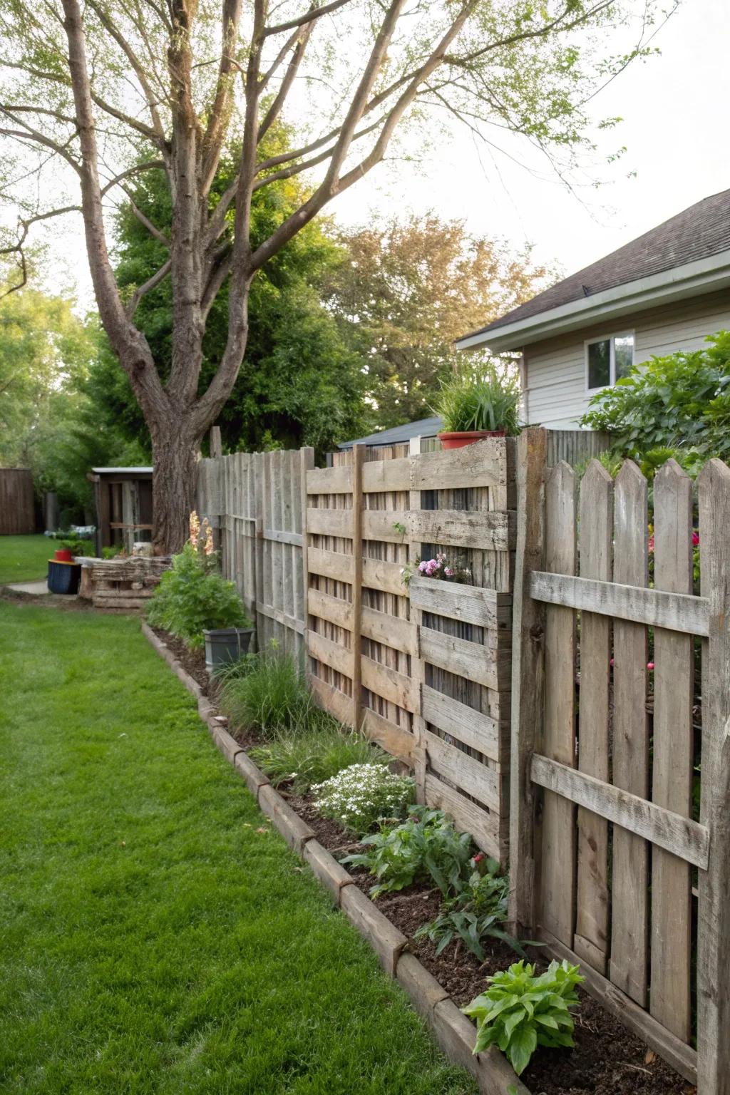 Reclaimed platform fences provide sustainability with rustic charm.