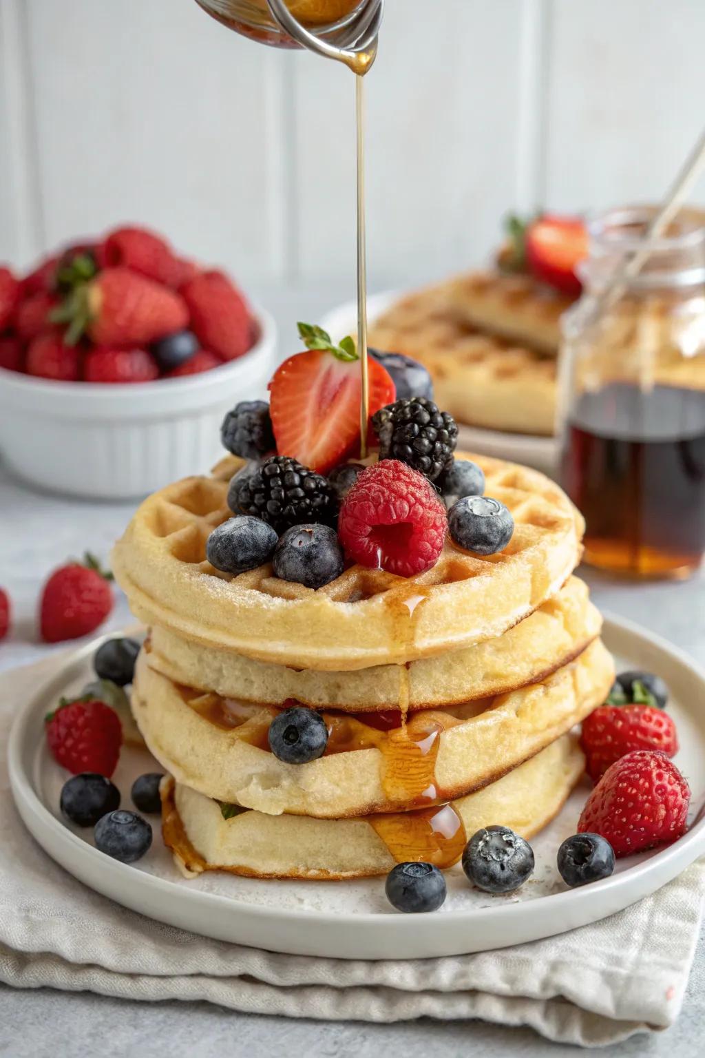 Fluffy batter cakes with berries add sweetness to your morning.