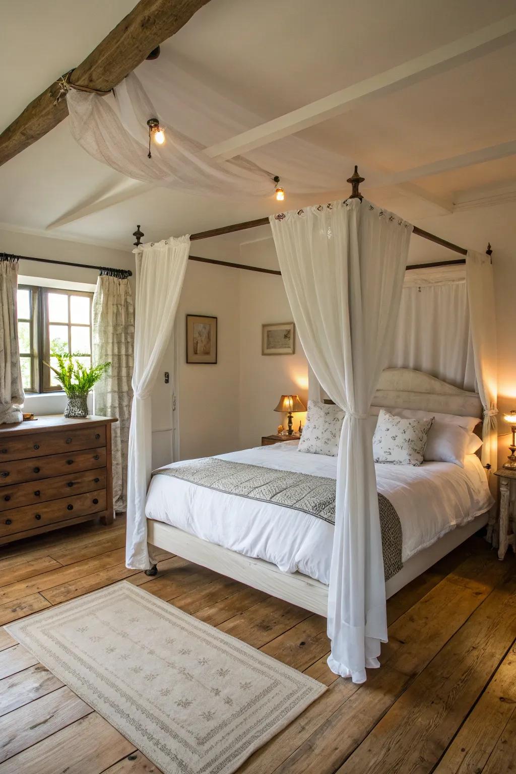 A canopy bed introduces beauty and intimacy.