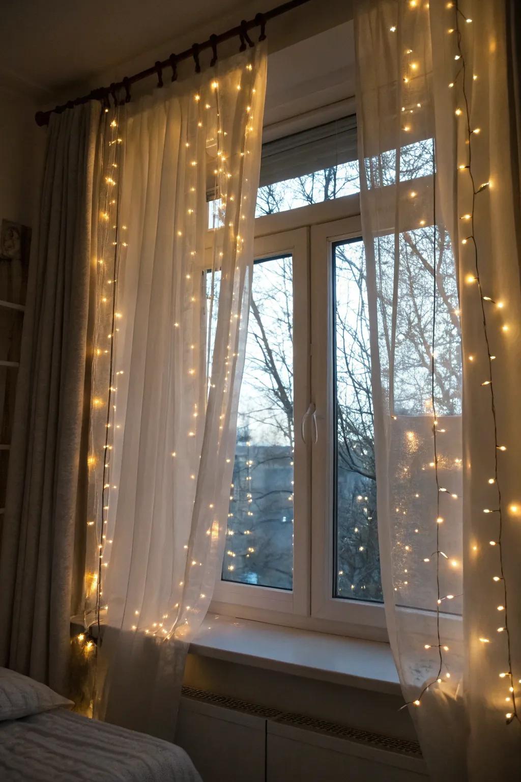 Add a hint of enchantment through fairy light curtains.