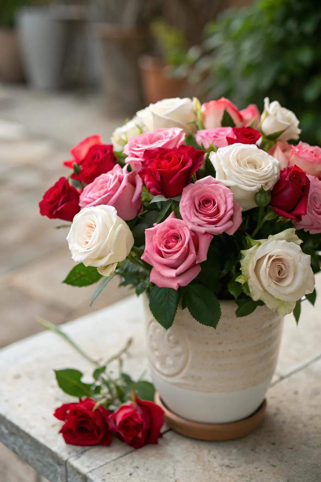 Fresh garden vibes with a variety of roses.