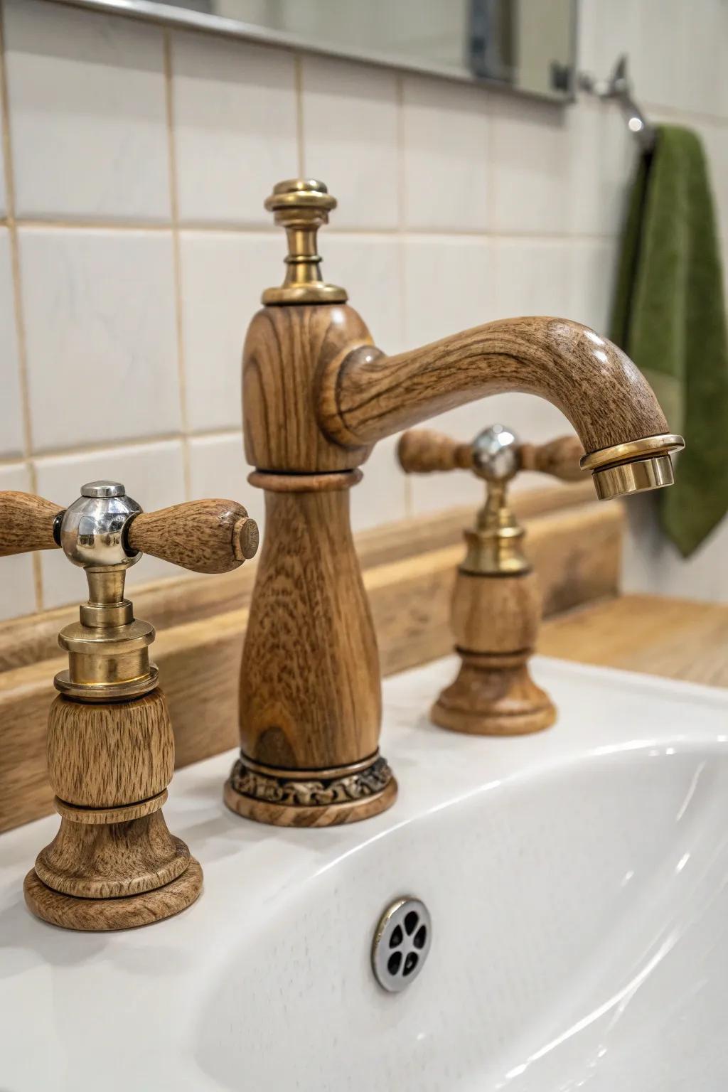 Artistic controllers introduce a creative touch to rustic water spouts.