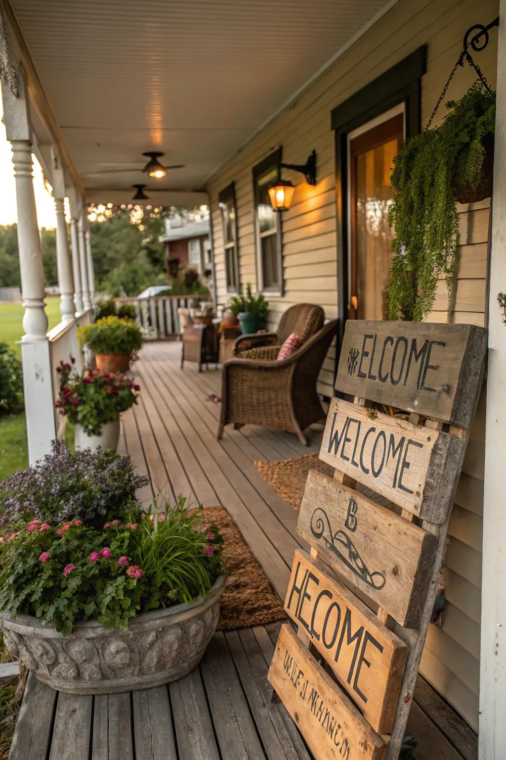 Country signs add a personal and welcoming touch.