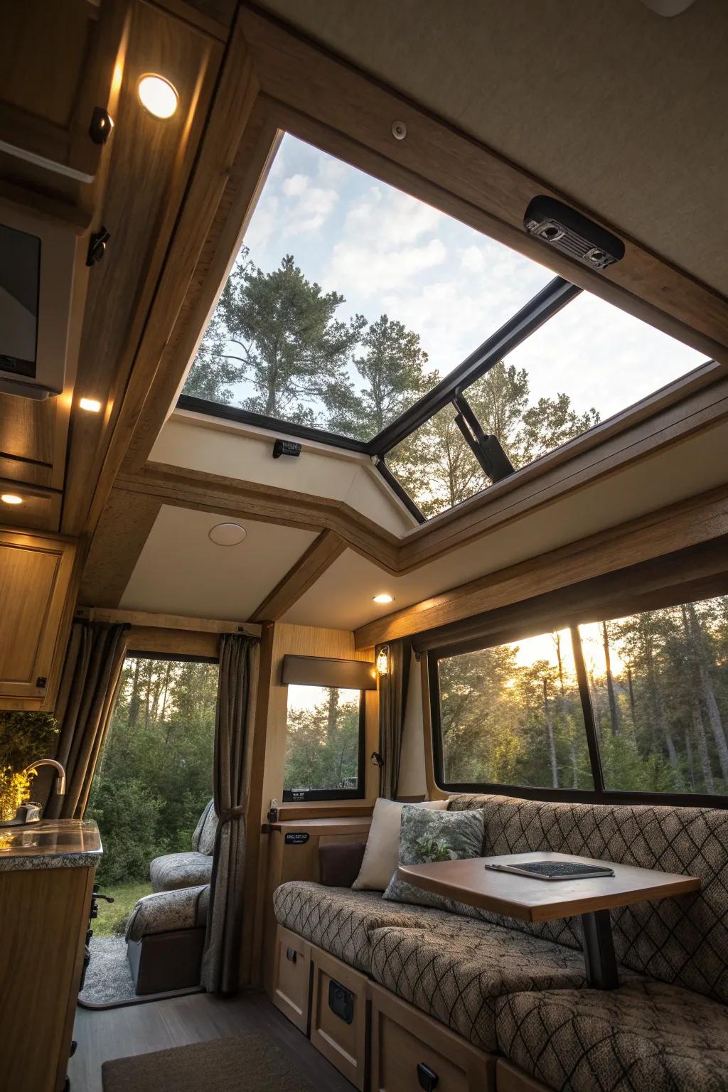 A skylight conveys the beauty of the sky indoors.