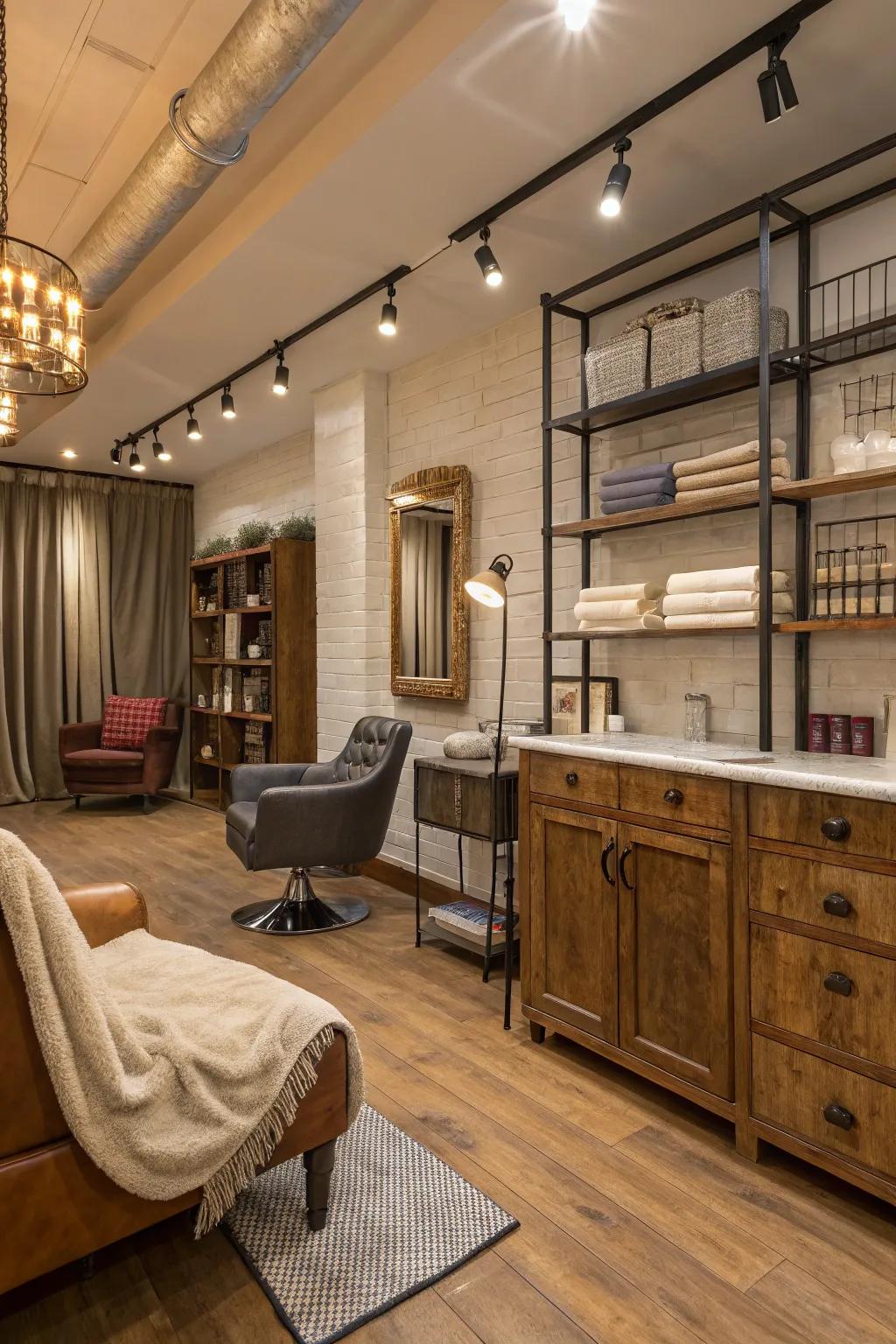 Contrasting surfaces adding dimension and interest.