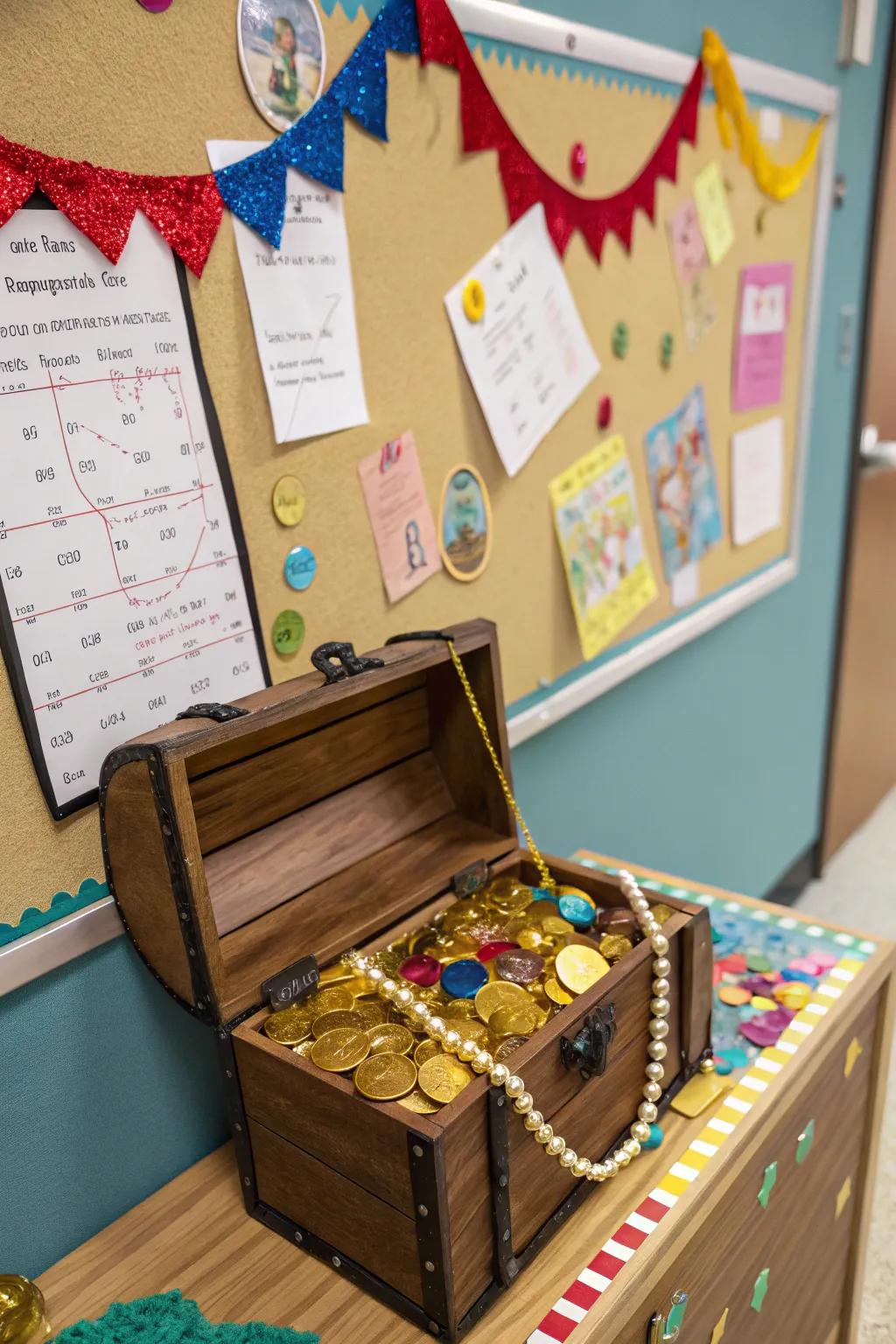 Discover hidden riches with an amusing treasure chest concept.