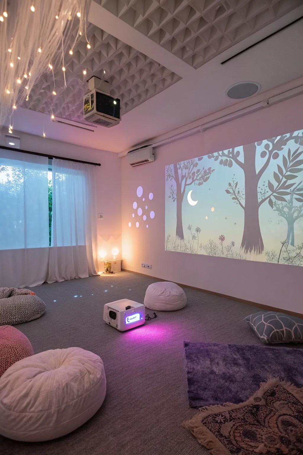 Projector visuals that evoke a vibrant sensory adventure.