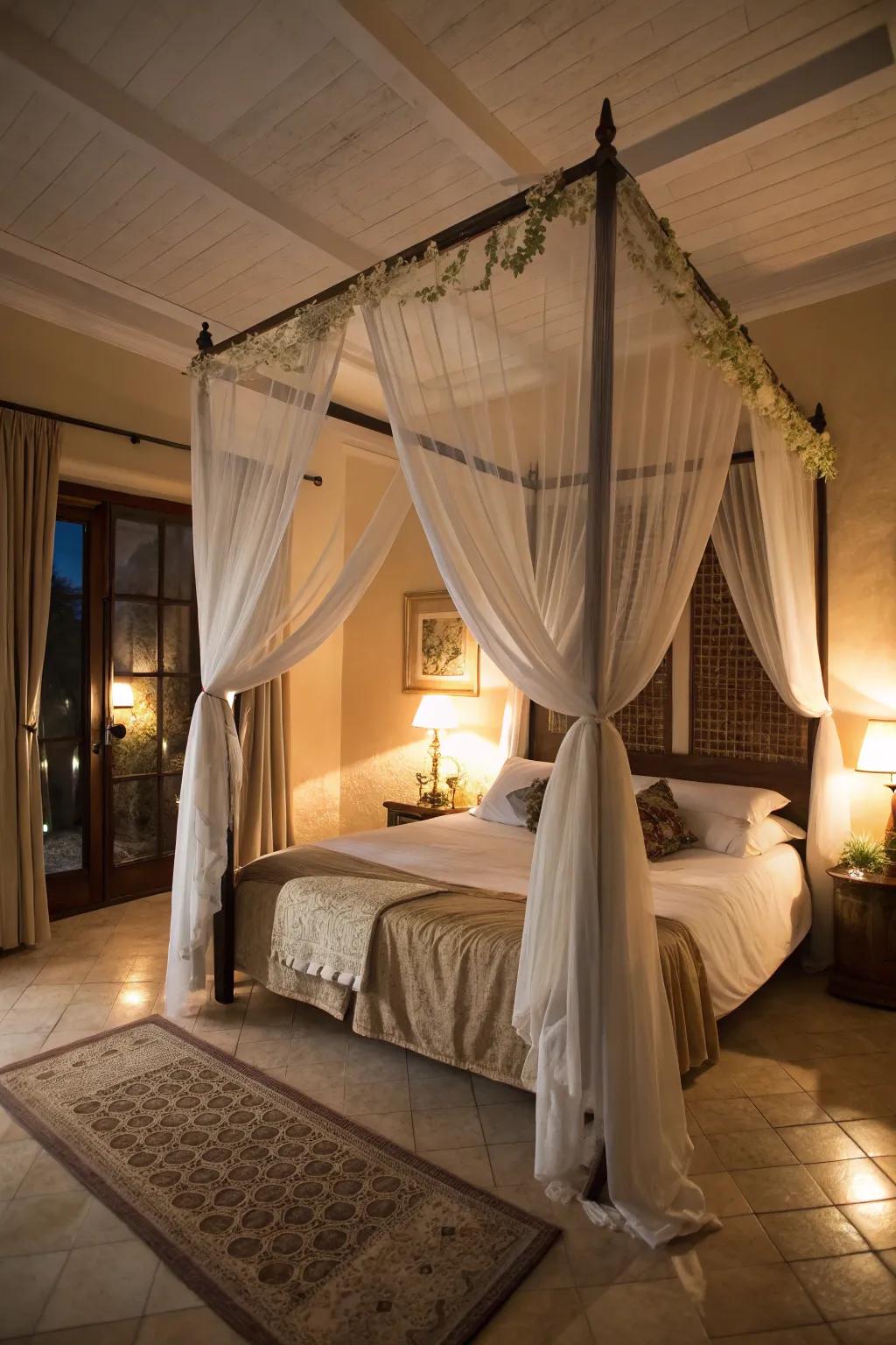 Canopy beds bring a romantic allure.