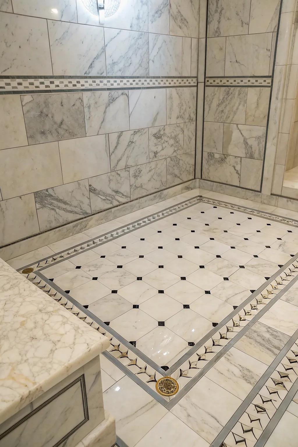 Elevate your shower with the timeless elegance of marble.