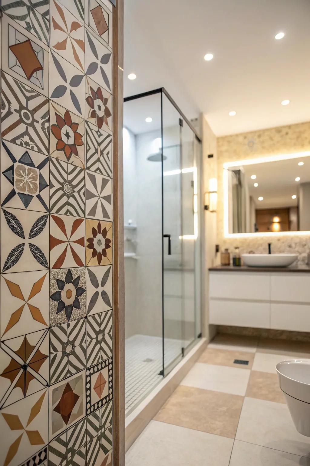A modern shower room featuring stylish shape designs.