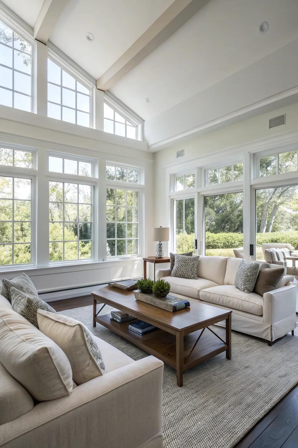 The visual area of your living room is expanded by low furniture.