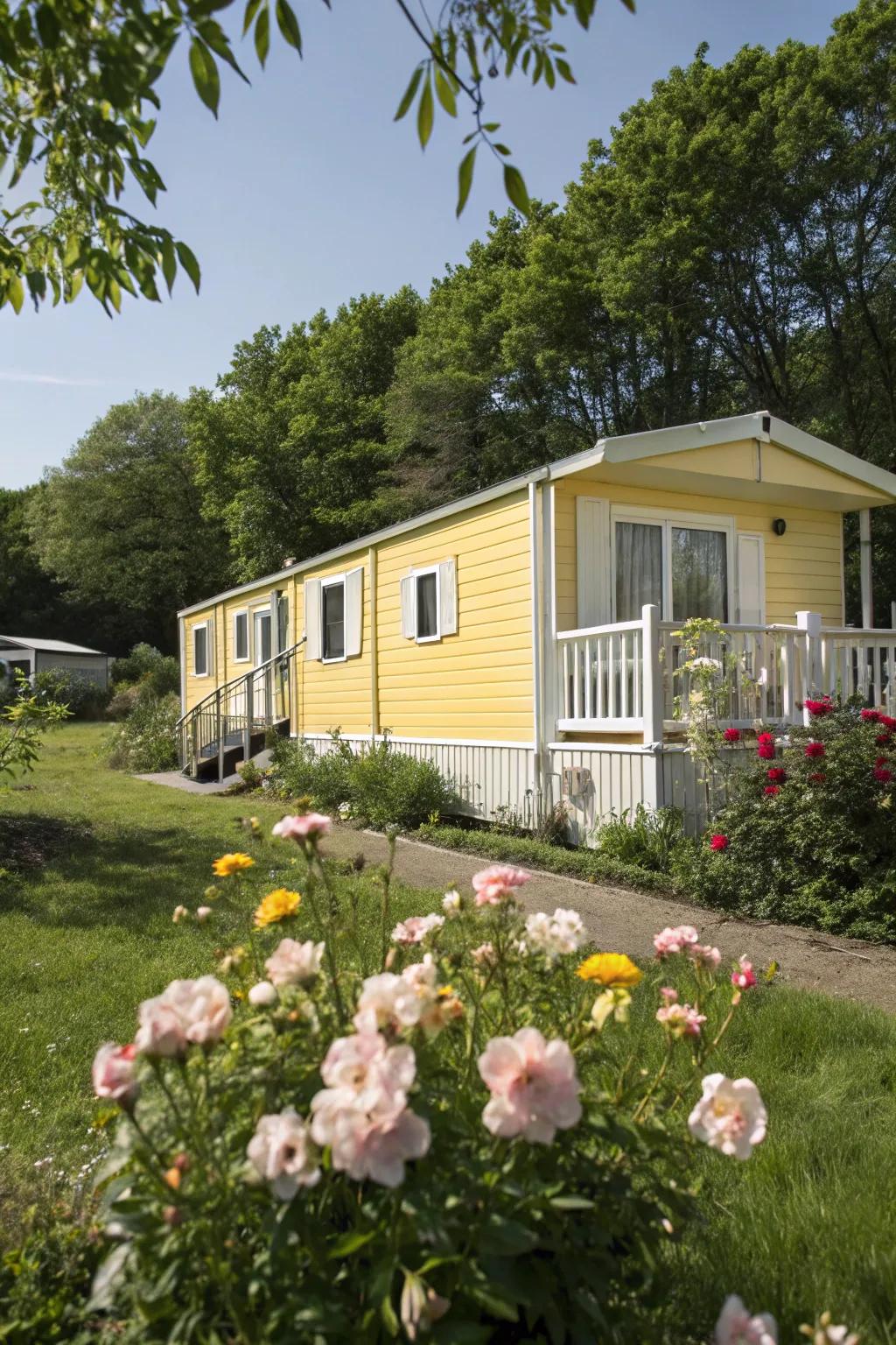 Bright yellow contributes warmth and joy to your mobile home's presentation.