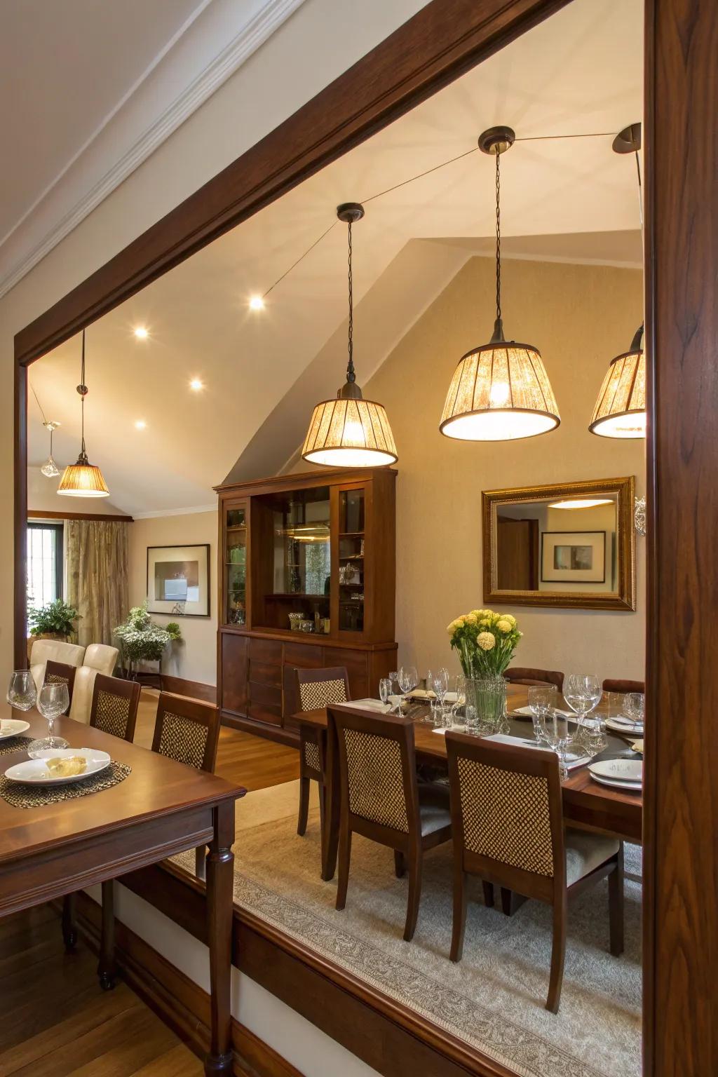 Mirrors enhance and echo the light, amplifying brightness.