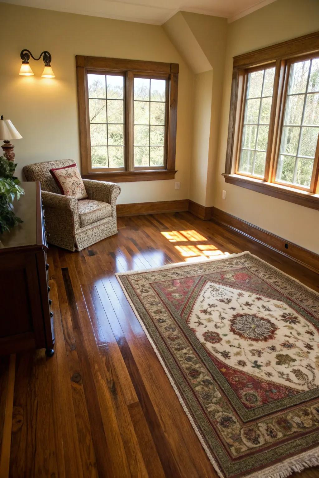Elegant flooring choices enhance the luxury of this small cigar lounge.