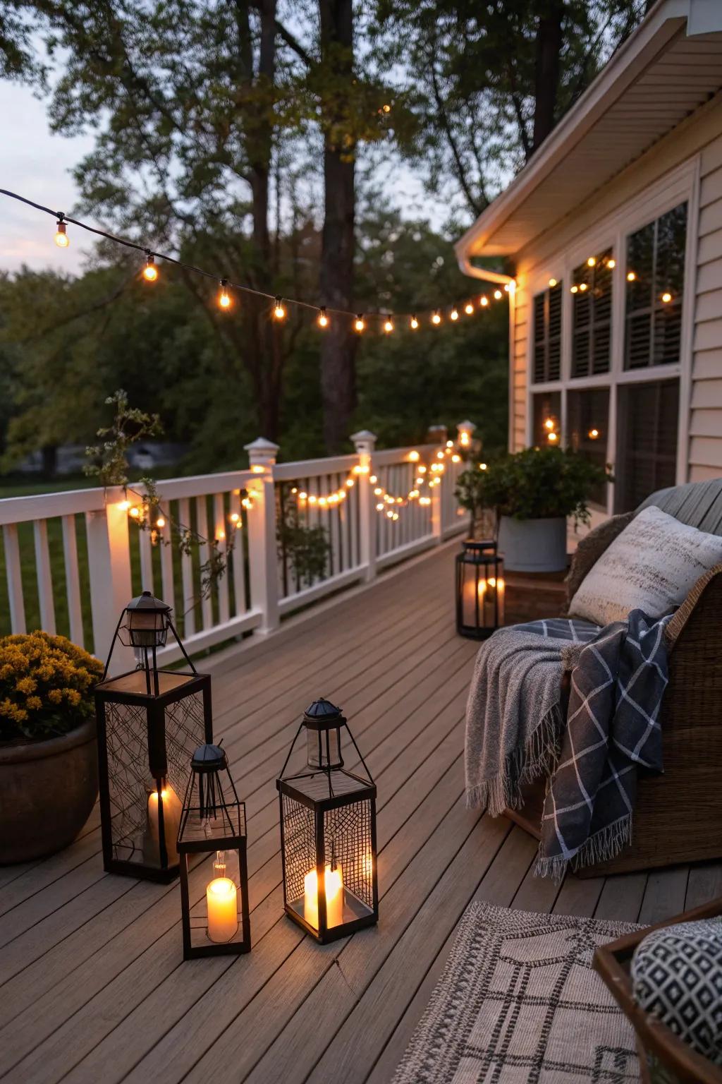 Subtle illumination fashions a cozy evening atmosphere.
