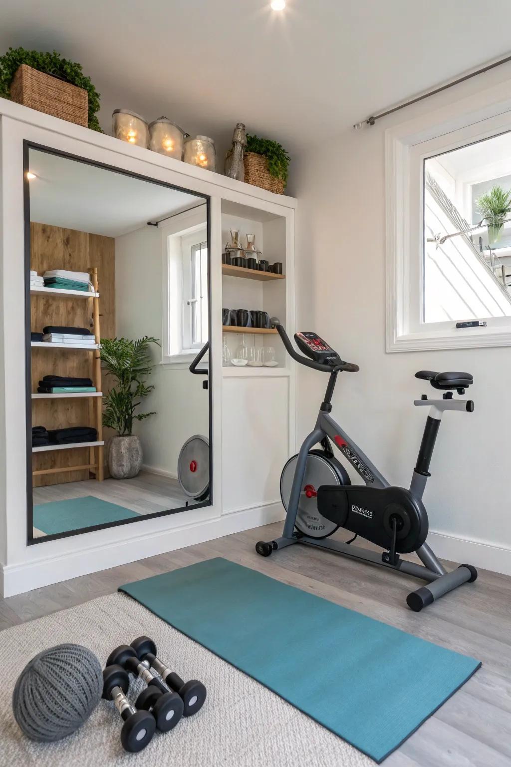 A small exercise bike provides great cardio without using too much space.