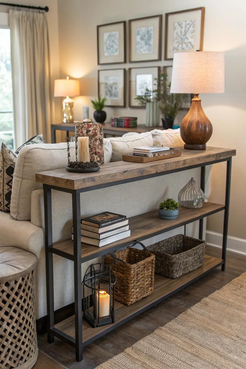 A console table is both decorative and functional as a desk.